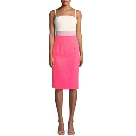 Milly Ollie Color Block Sheath Dress in Ivory/Lavender/Hot Pink Size 6 - Picture 3 of 5